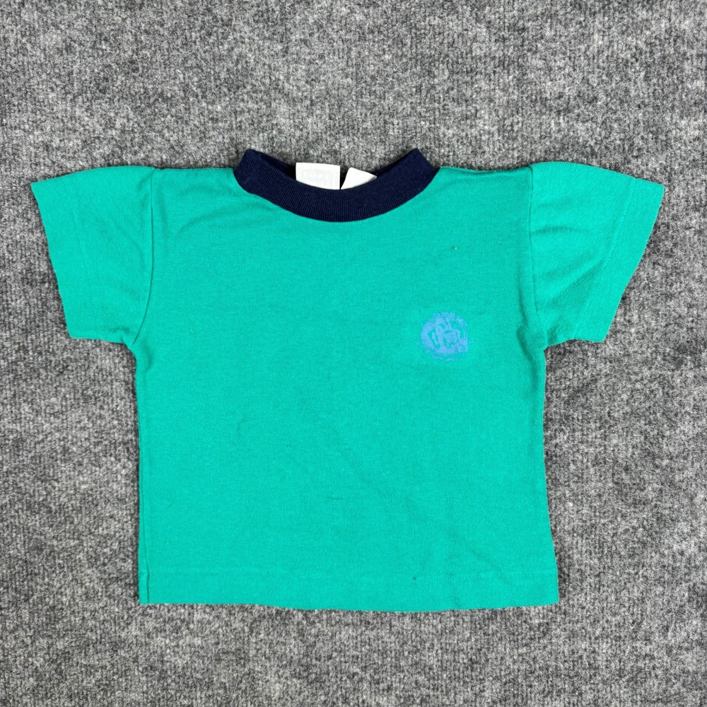 Tow Away Zone T-Shirt Toddler 3T Green Navy Ringer Short Sleeve Cotton Blend